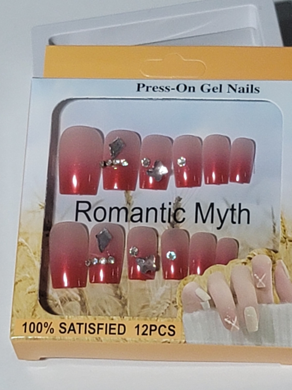 ❤️‍🔥6/$15❤️‍🔥Red Ombre Press-On Gel Nails with Rhinestones - 12 PCS